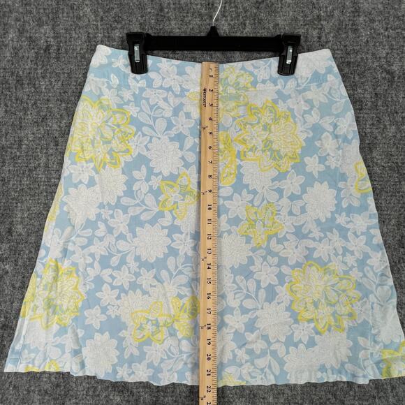 Duck Head Skirt Womens 12 Blue Floral Linen A-Line Cottagecore Farm Boho Peasant - Picture 7 of 9